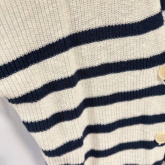 Madewell V-Neck Button-Front Long Blue White Stripe Cardigan Sweater Size M - Picture 2 of 7